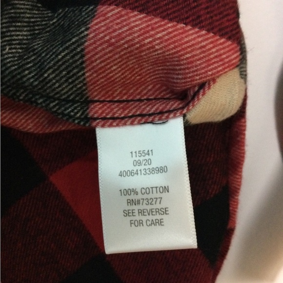 Men's Croft & Barrow Large Flannel Shirt Plaid Buffalo Red White Long Sleeve NWT - Picture 9 of 9